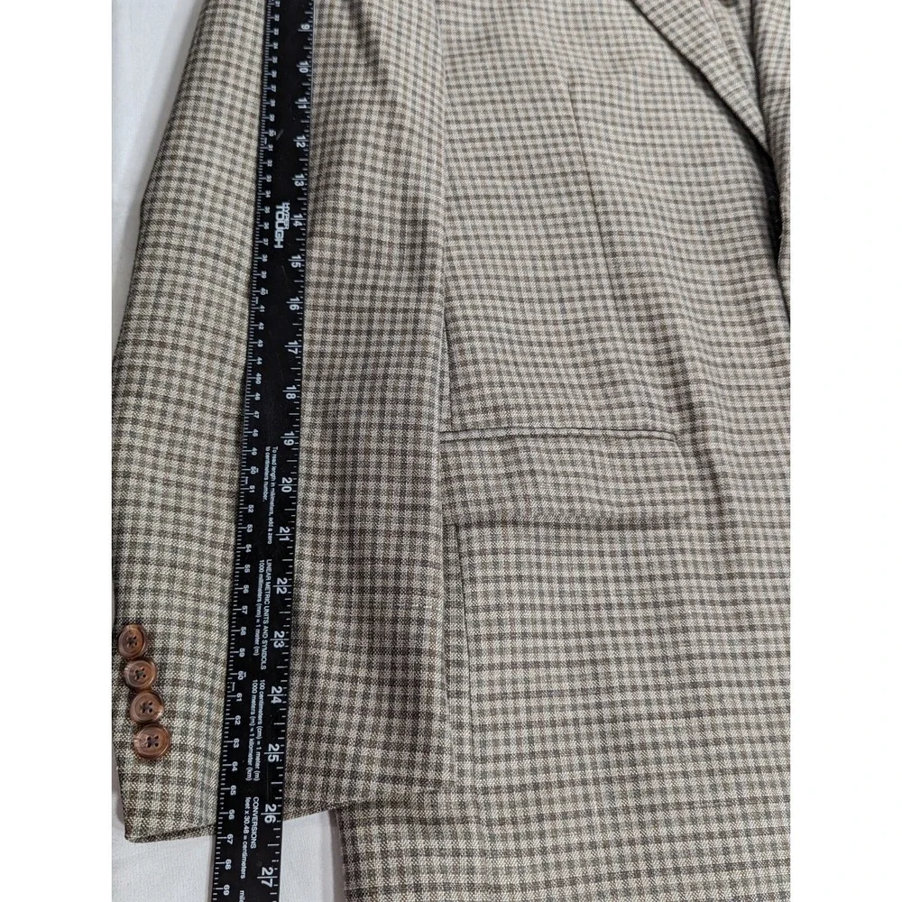 Ralph Lauren Blazer Sport Jacket Coat Silk Wool Linen Blend 44L‎ Tight Plaid EUC